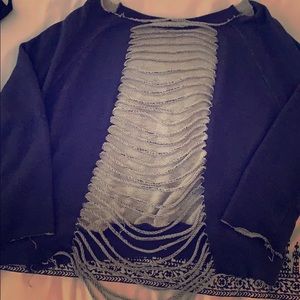 Shredded back purple sweatshirt from Melrose LA